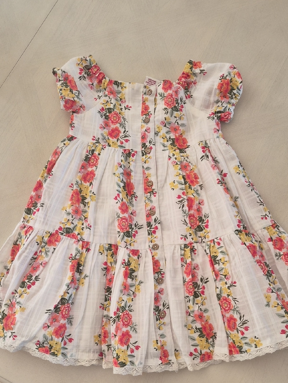 Haute Hippie White Floral Tiered Button-Front Dress